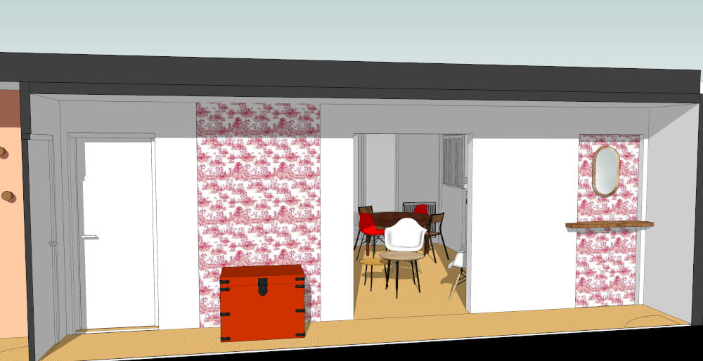 papier peint dans un couloir