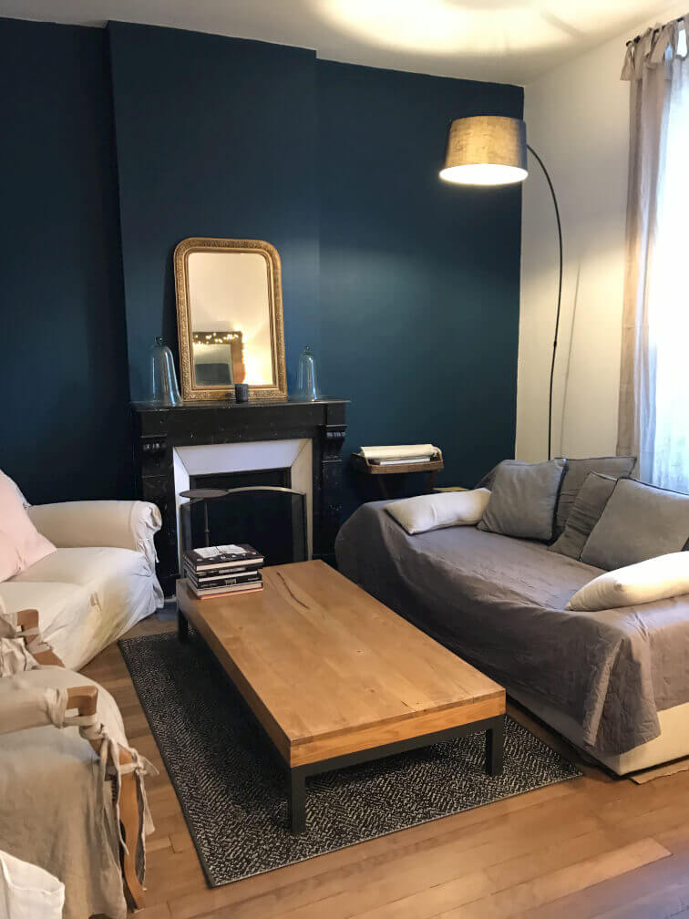 peinture mur salon et cheminée