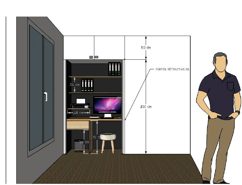 schéma de bureau encastré